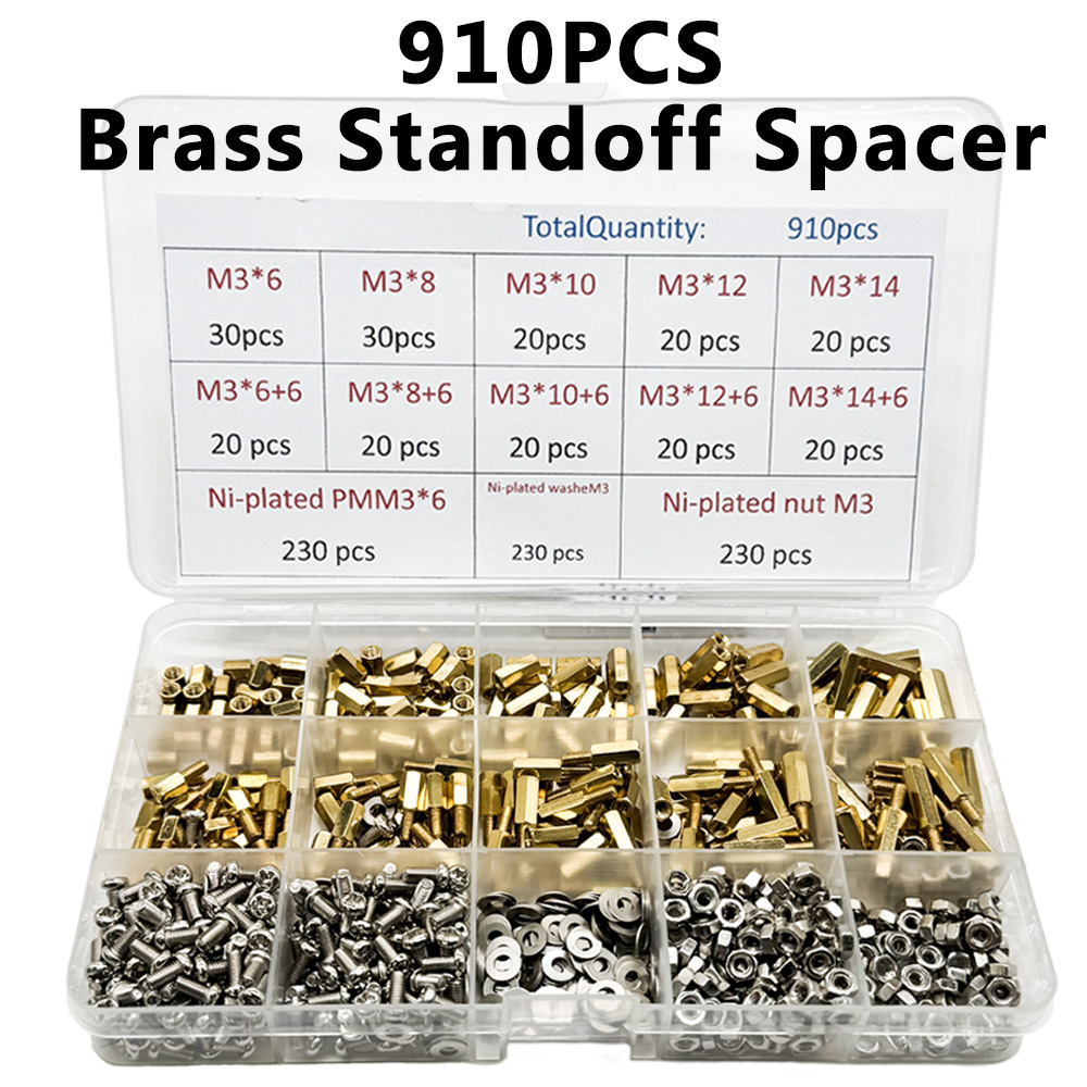 Pcb Holder Clamp - 910PCS M3 Brass Standoff Spacer Kit